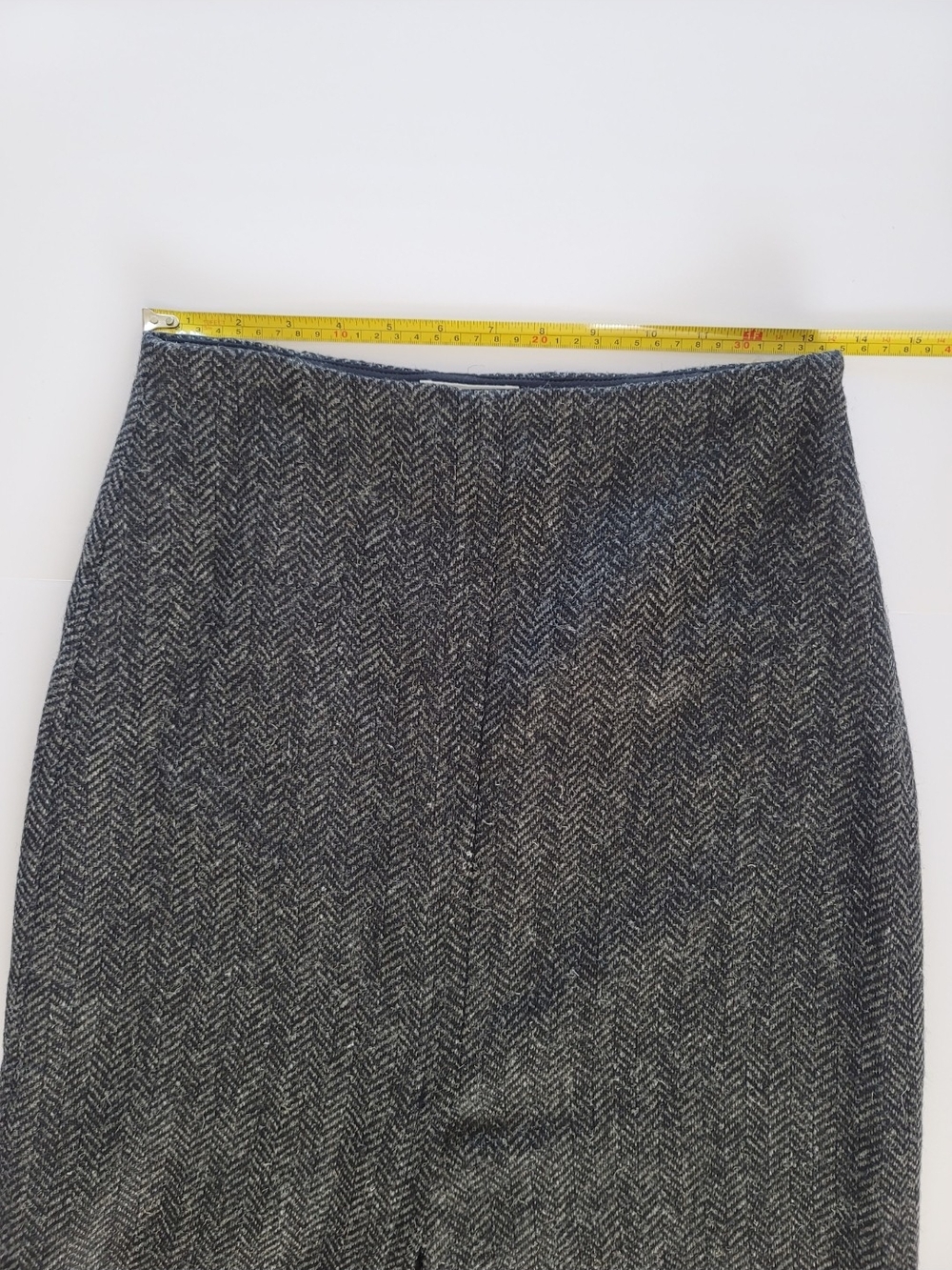 Sézane Eloane 100% Wool Skirt Midi Dark Grey Herringbone Slit Size 36,4 - Picture 6 of 9
